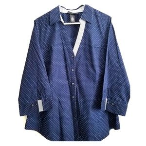 Lane Bryant Blue Polkadot Button Down